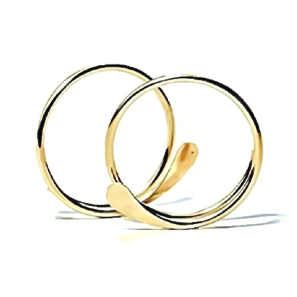 3 x gold hammered open threader hoop earrings